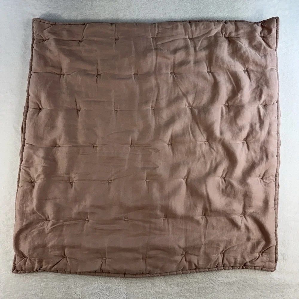 West Elm Set Of 2 Lush‎ Tack Stitch Euro Sham Pink Quilted Pillow Cover Bedding